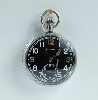 Appraisal: Helvetia Military pocket watch with black dial marked to the