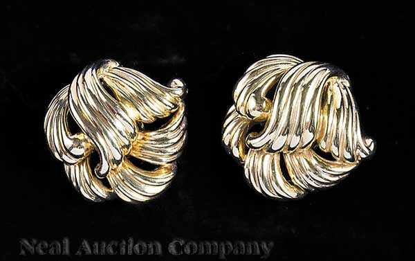 Appraisal: A Pair of kt Yellow Gold Ear Clips openwork scroll