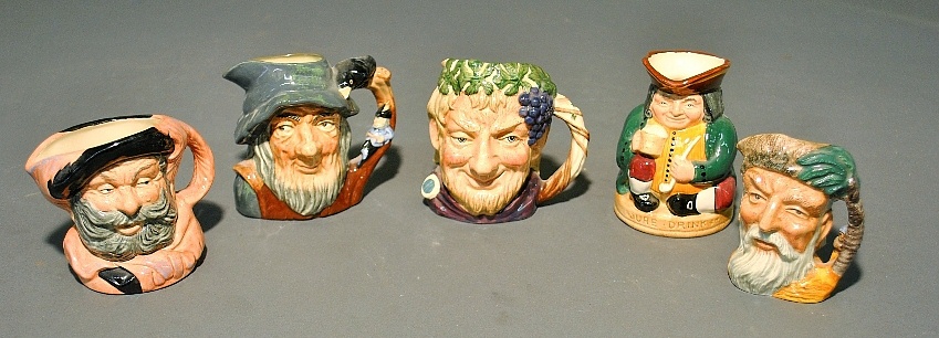 Appraisal: - Five Royal Doulton character mugs Rip Van Winkle Falstaff