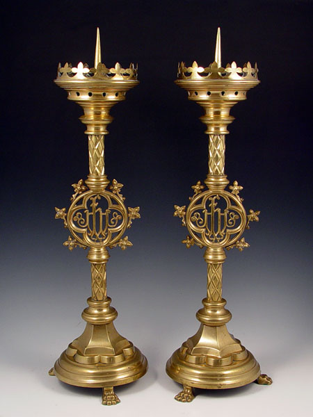 Appraisal: PAIR BRASS ALTAR PRICKER CANDLE HOLDERS ''h