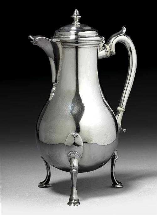 Appraisal: COFFEE POT Lausanne ca Papus Dautun Smooth-sided pear shape on