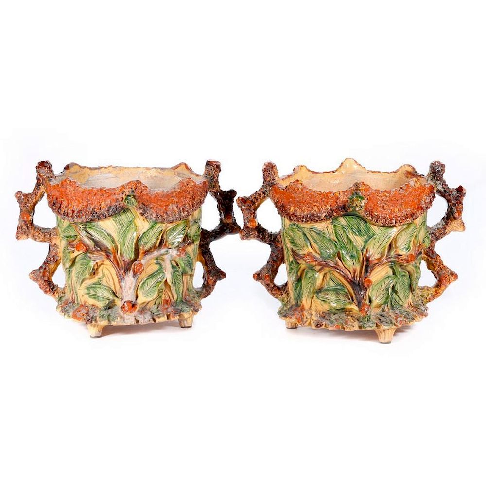 Appraisal: A pair of branch relief planters A pair of early