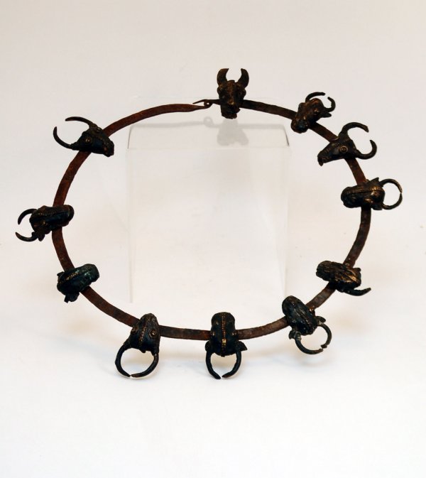 Appraisal: Bamileke Cameroon necklace comprised of a flat circular iron band