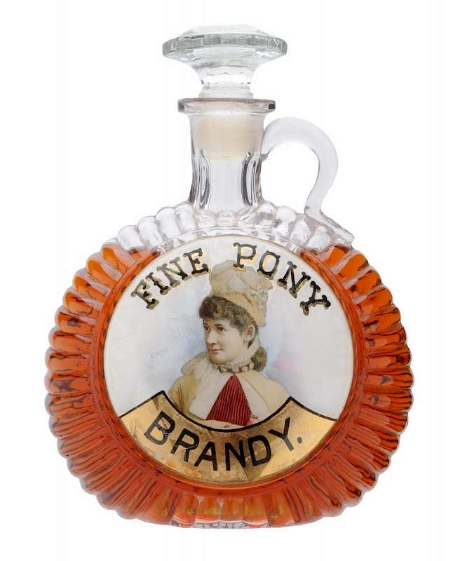 Appraisal: Fine Pony Brandy Reverse On Glass Whiskey Bottle Nice reverse