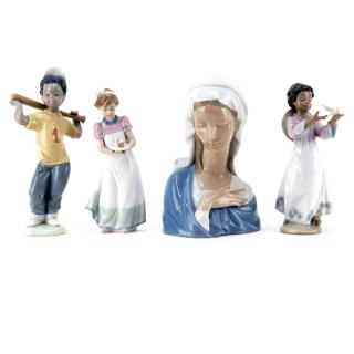 Appraisal: Grouping of Four Lladro Glazed Porcelain Figurine Grouping of Four