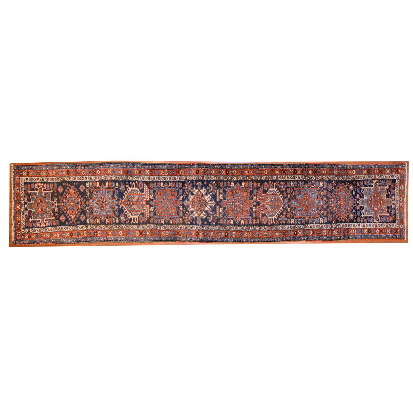 Appraisal: SEMI-ANTIQUE KARAJA RUNNER PERSIA X Second quarter- th century hand-knotted