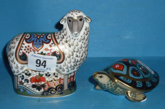 Appraisal: Royal Crown Derby Paperweights Imari Ewe with Certificate And Terrapin