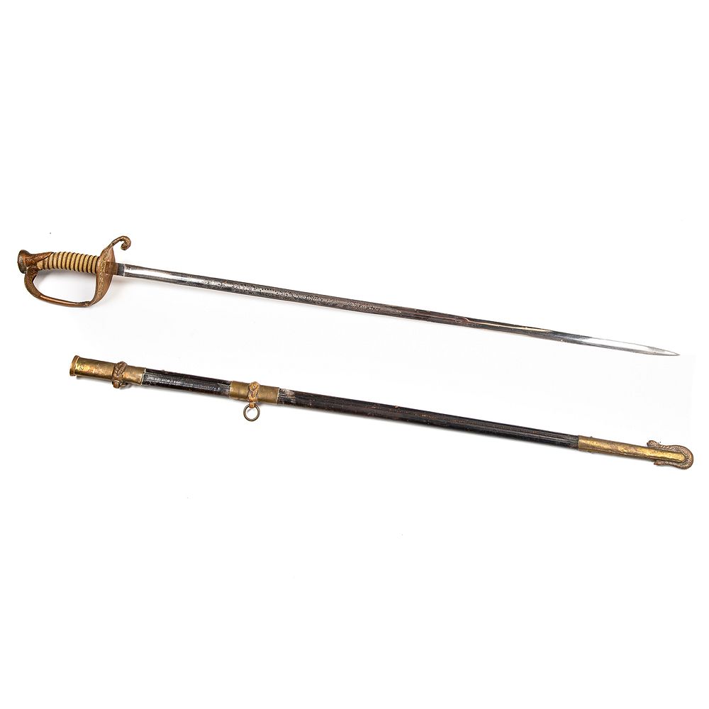 Appraisal: th Century U S Navy Officers Sword With scabbard engraved