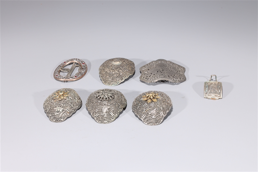 Appraisal: Group of seven probably Indian metal buckles as-is condition approx