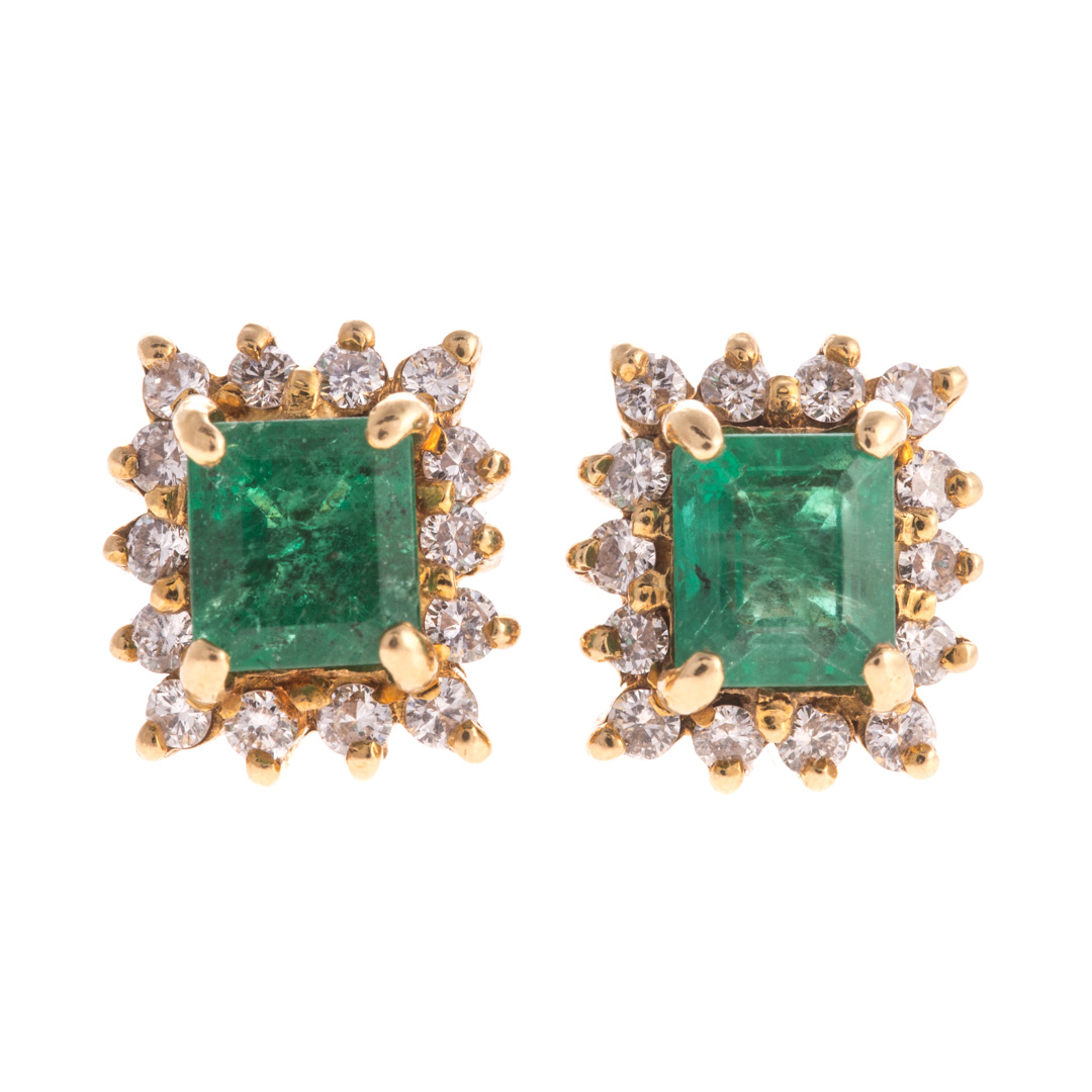 Appraisal: A Lady's Pair of Emerald Diamond Earrings in K K