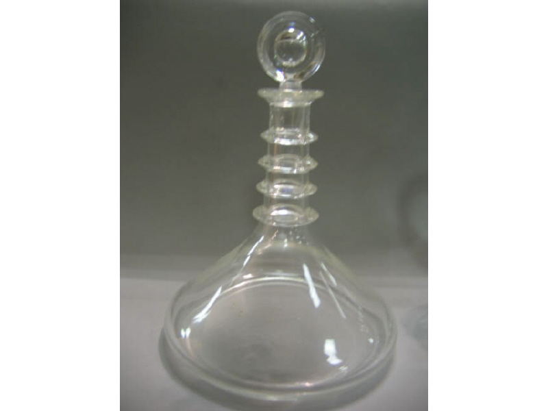 Appraisal: STEUBEN Ship's decanter designed in etched signature h Estimate -