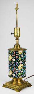 Appraisal: th c French gilt brass porcelain table lamp ht th