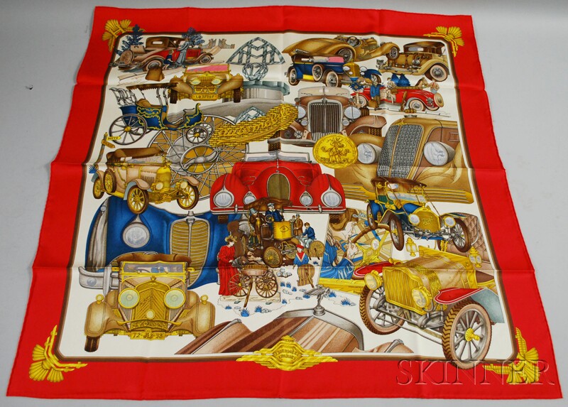 Appraisal: Silk Scarf Herm s Automobile x in