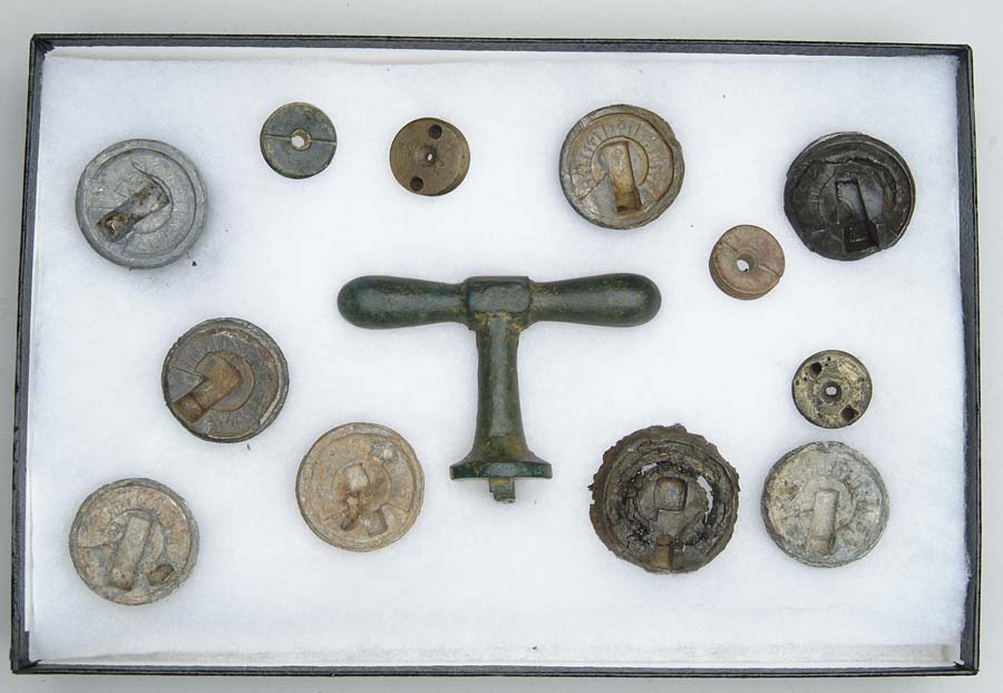 Appraisal: LOT OF EIGHT EXCAVATED BORMANN TIME FUSES AND AUTHENTIC BRONZE