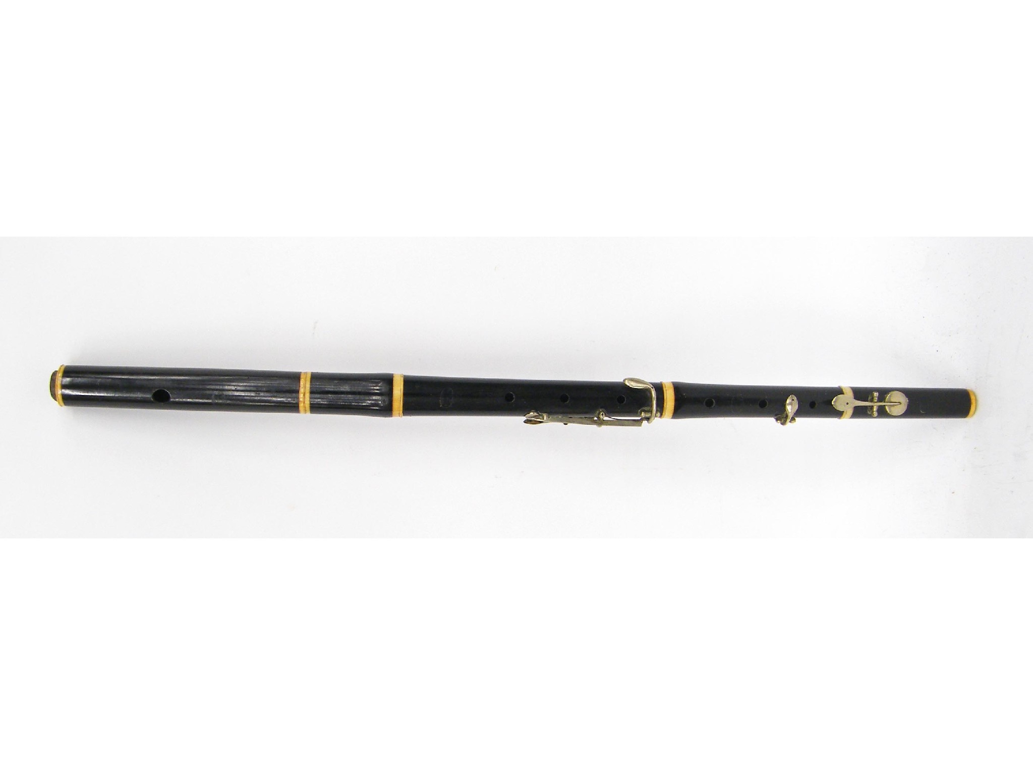 Appraisal: French ebony five keyed flute by and stamped Husson Buthod