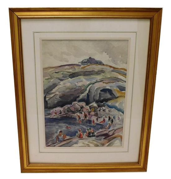 Appraisal: Bernard Gussow American - watercolor on paper coastal landscape depicting