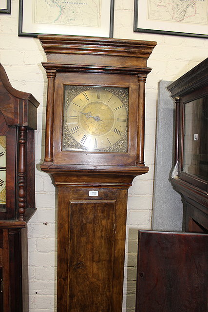 Appraisal: A SCUMBLED PINE THIRTY HOUR LONGCASE CLOCK the eleven inch