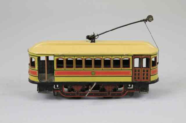 Appraisal: TROLLEY Gunthermann Germany lithographed tin well detailed street trolley with