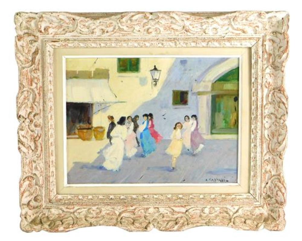 Appraisal: Luigi Cagliani Italian - oil on board depicts a village