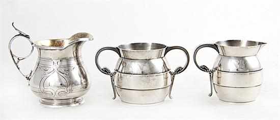 Appraisal: American Aesthetic sterling pitcher cream and sugar set late th