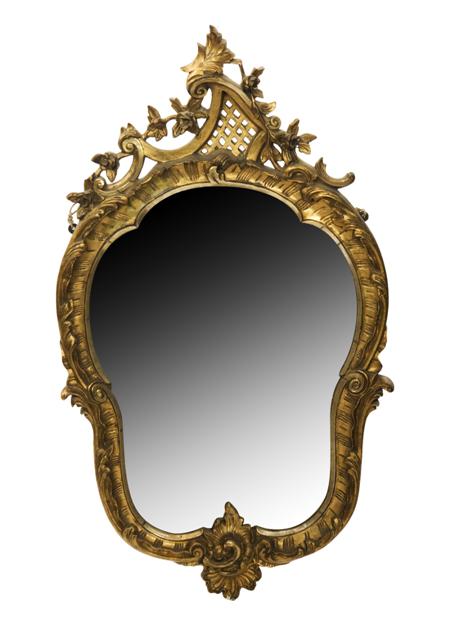 Appraisal: A th century carved giltwood wall mirror the cartouche shaped