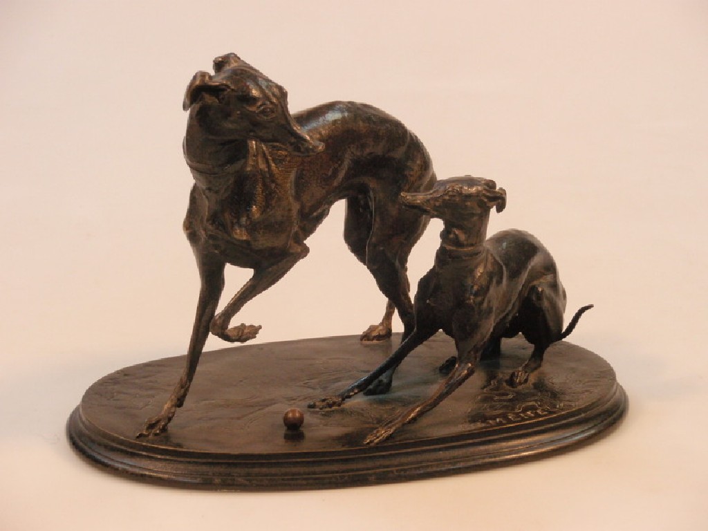 Appraisal: After Pierre Jules Mene A Bronze Animalier Group of two