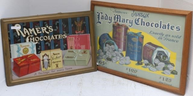 Appraisal: -PIECE CHOCOLATE ADVERTISEMENT LOT TO INCLUDE RAMER S CHOCOLATES TIN