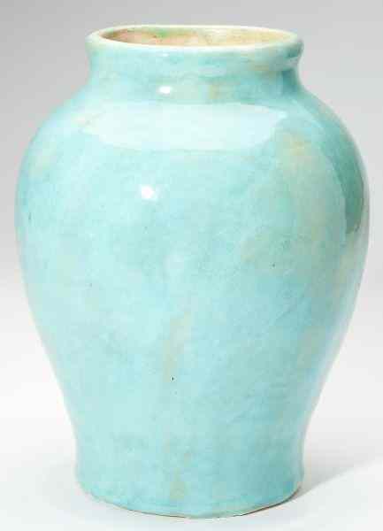 Appraisal: NC Pottery Pisgah Forestovoid form with mottled robin's egg blue