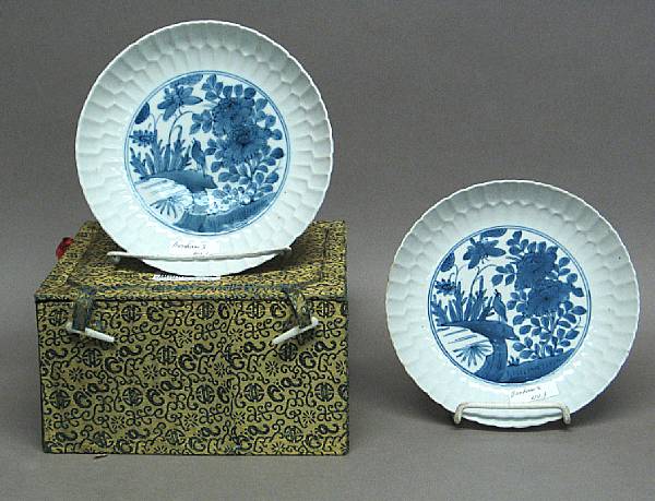 Appraisal: A pair of blue and white porcelain dishes th Century