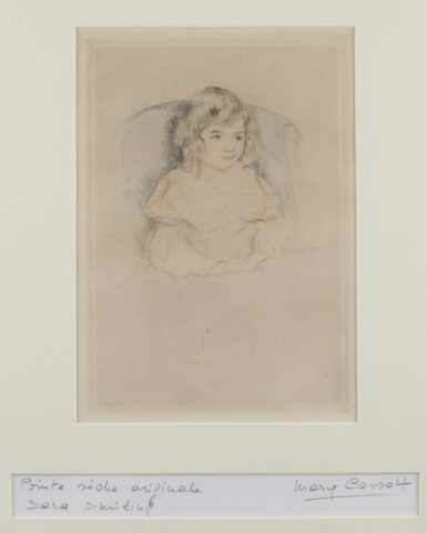 Appraisal: Mary Cassatt American French - Sara Smiling Drypoint etching with