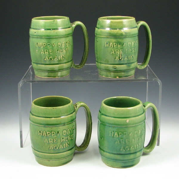 Appraisal: Hull Early Stoneware - Happy Days Mugs Lot of four