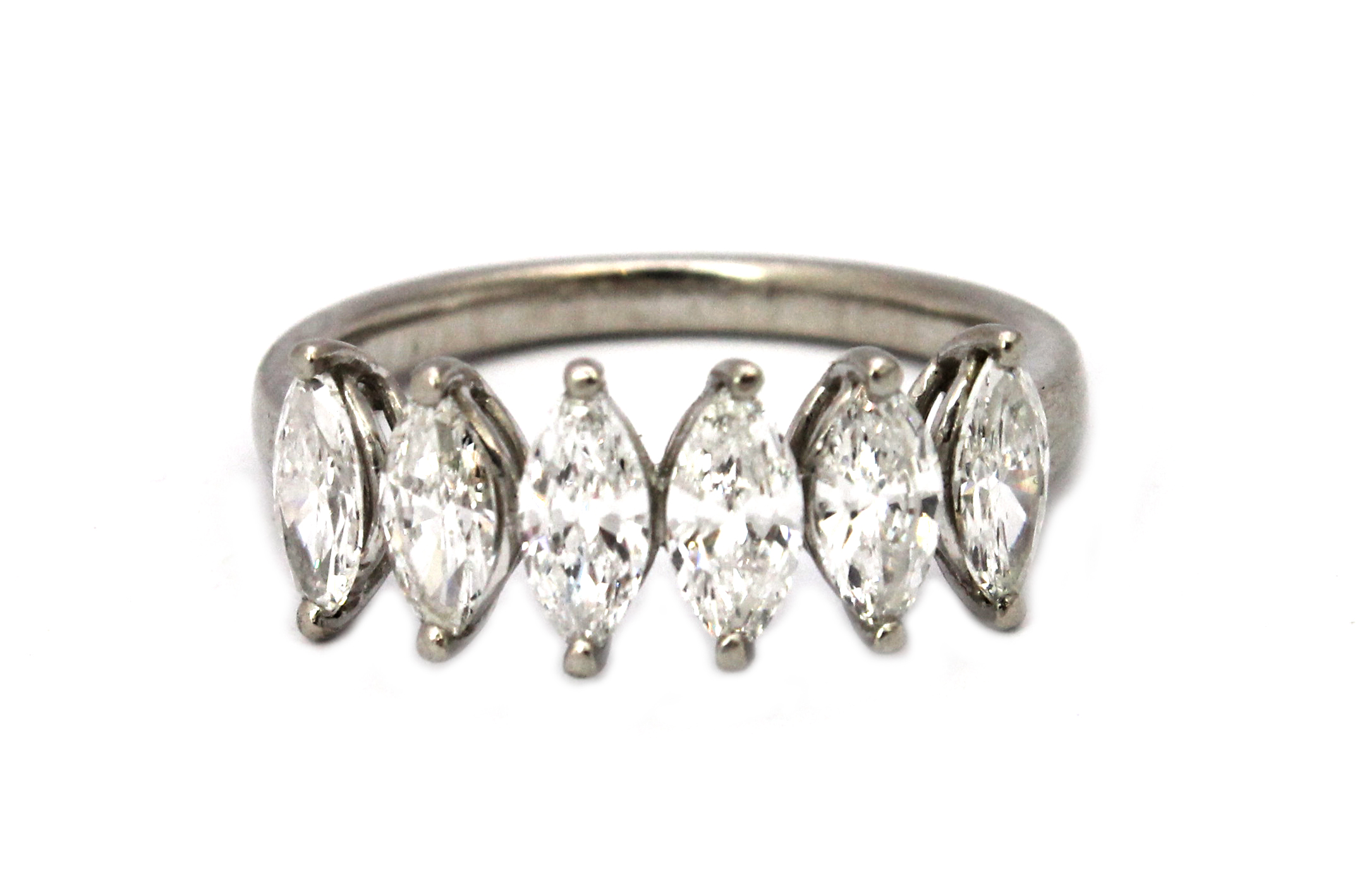 Appraisal: A platinum and diamond set six stone ring claw set