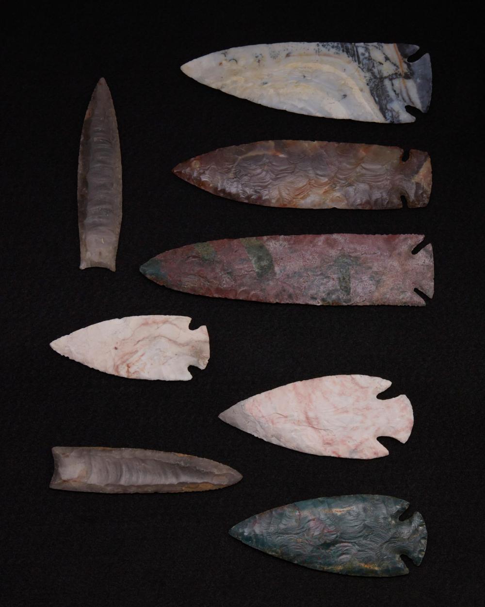 Appraisal: A group of large stone points Pre-historic or later Comprising