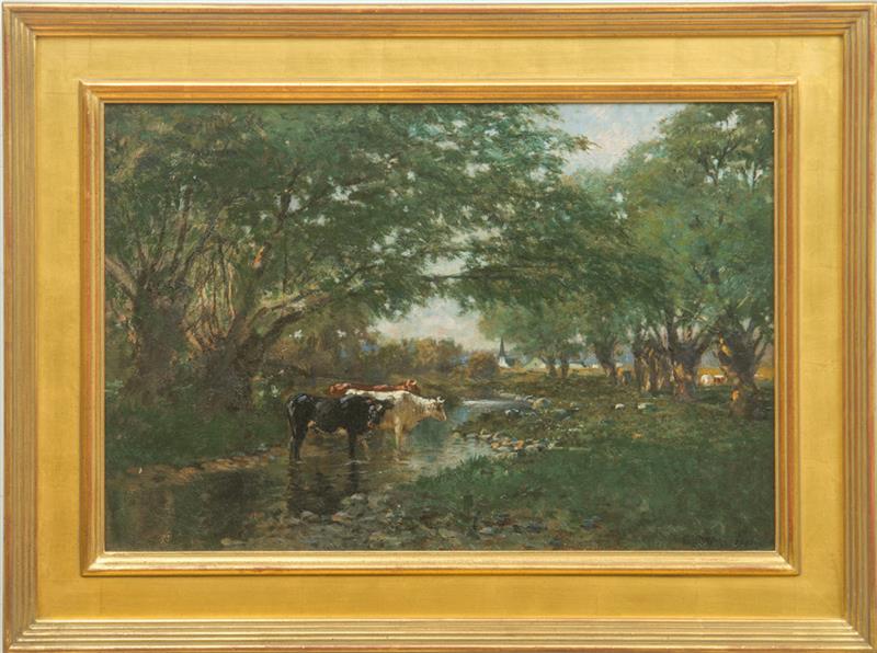 Appraisal: CHARLES E PROCTOR - COWS GRAZING Oil on canvas signed