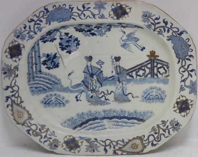 Appraisal: LARGE EARLY TH CENTURY MASONS IRONSTONE BLUEAND WHITE MEAT PLATTER