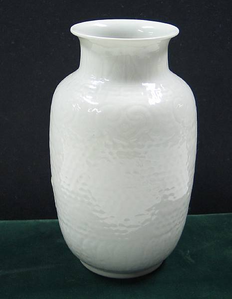 Appraisal: A white glazed porcelain lantern vase The body with molded