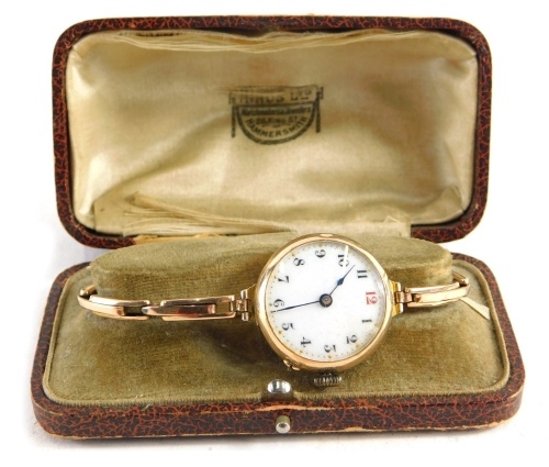 Appraisal: An early thC wristwatch with cm diameter Arabic enamel dial