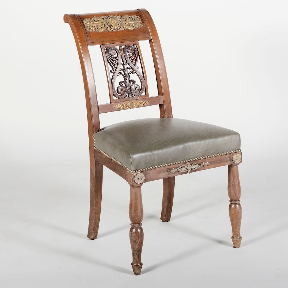 Appraisal: Empire Ormolu-Mounted Mahogany Side Chair x in Christie's Paris September