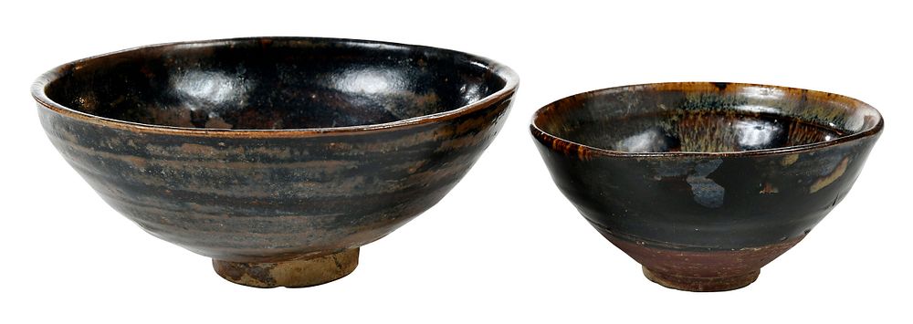 Appraisal: Two Chinese Jizhou Glazed Stoneware Tea Bowls possibly Southern Song