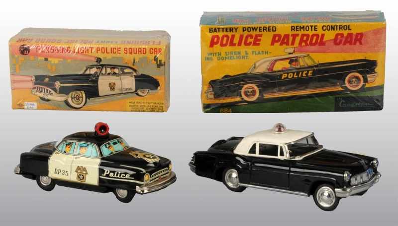 Appraisal: Lot of Tin Police Car Battery-Operated Toys Description Japanese Working