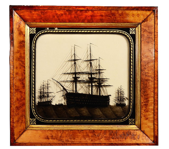 Appraisal: A REVERSE PAINTED SILHOUETTE picture of H M S Foudroyant