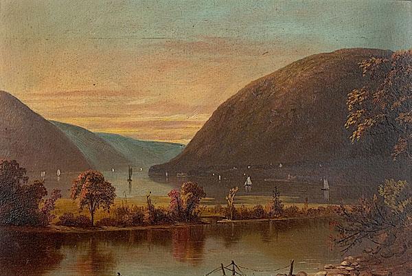 Appraisal: VIEW OF NEWBURGH BAY NEW YORK American ca oil on