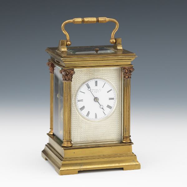 Appraisal: CARRINGTON CO FRENCH CARRIAGE CLOCK x x Brass case with