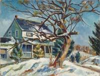 Appraisal: MARKO VUKOVIC Yugoslavian American - WINTER SALTBOX Oil on canvas