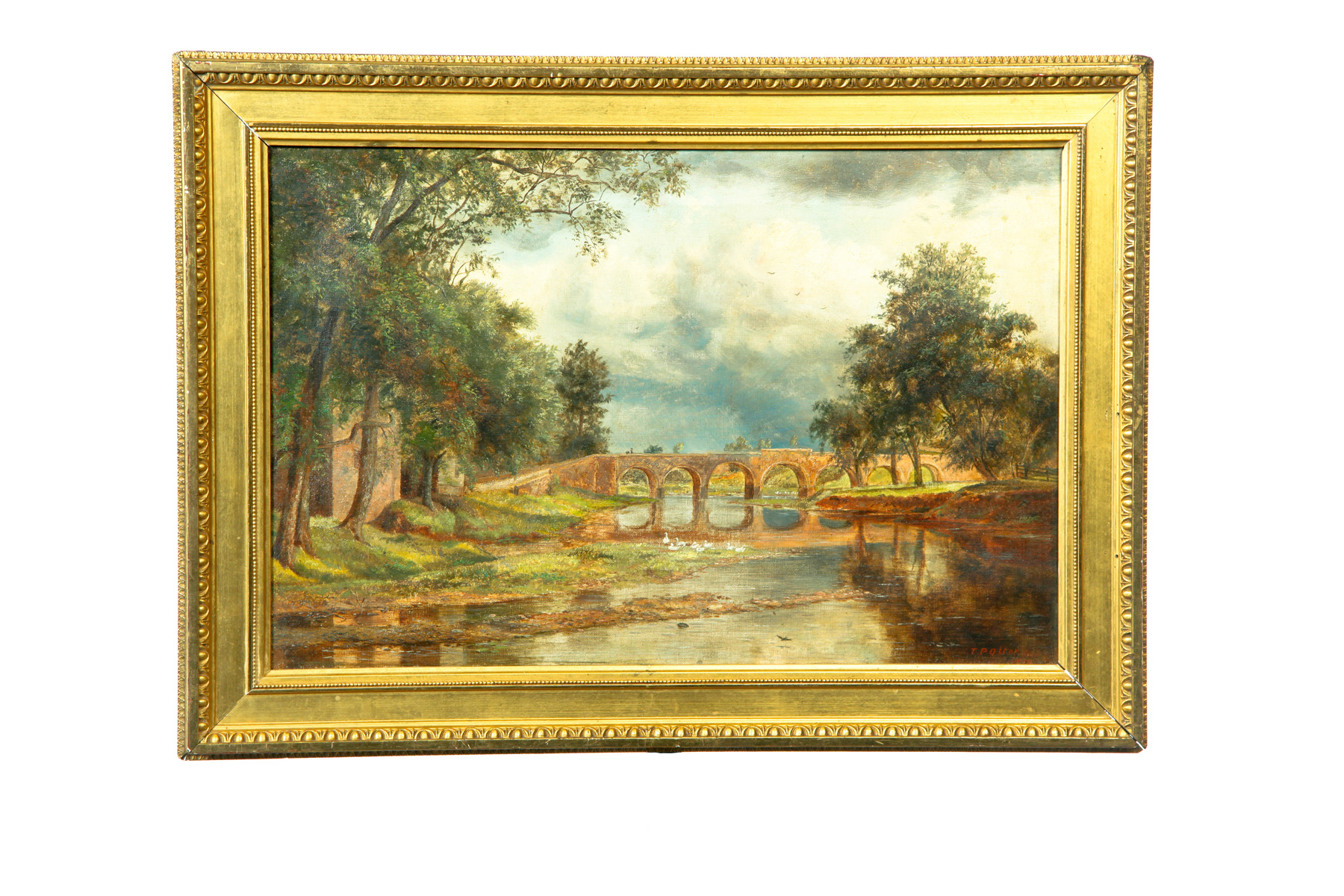 Appraisal: OIL ON CANVAS LANDSCAPE BY T POTTER England dated Riverscape