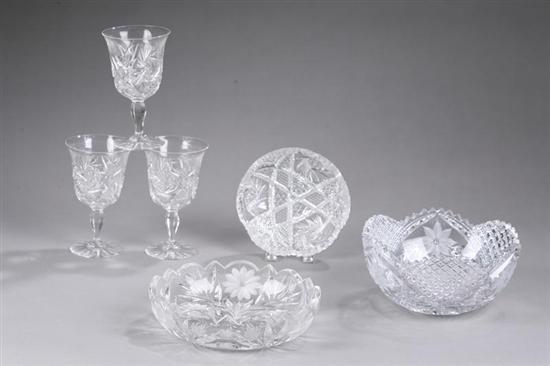 Appraisal: SIX PIECES OF CUT GLASS A bowl h Two dishes