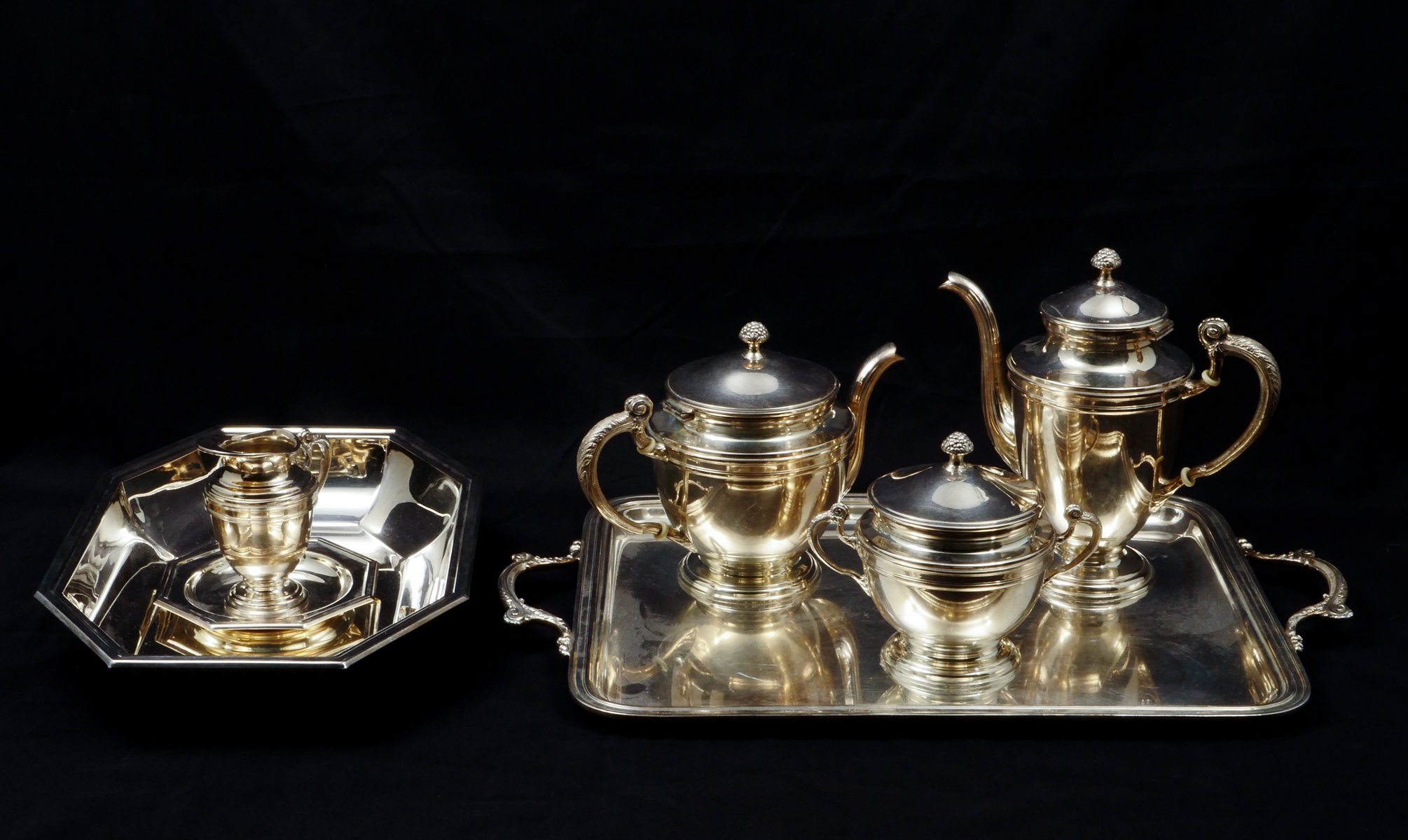 Appraisal: PC FRENCH ERCUIS SILVERPLATE COFFEE TEA SET Comprising - Coffee