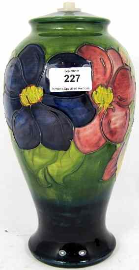 Appraisal: Moorcroft Lampbase Clematis On green Ground Height cm