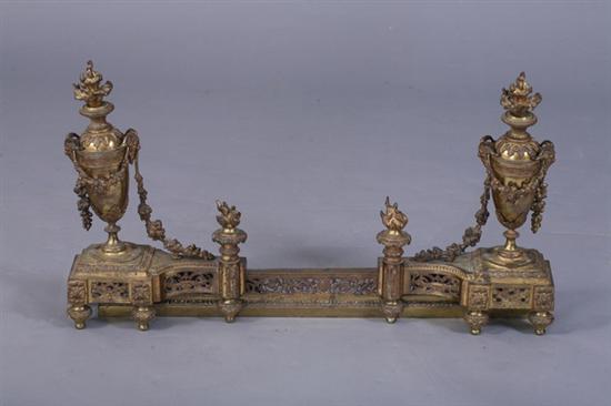 Appraisal: PAIR LOUIS XVI STYLE BRONZE-DOR CHENETS early th century With