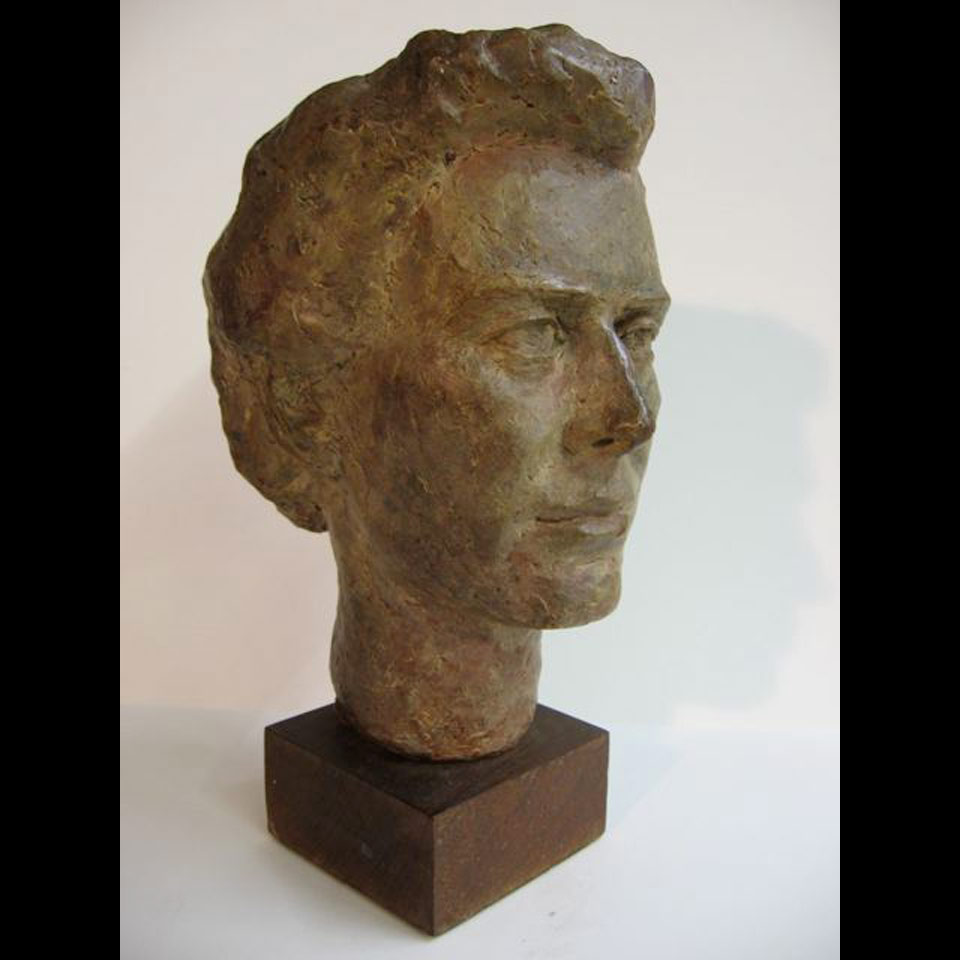 Appraisal: FEMALE HEAD STUDY UNSIGNED TH CENTURY TERRA COTTA SCULPTURE MOUNTED